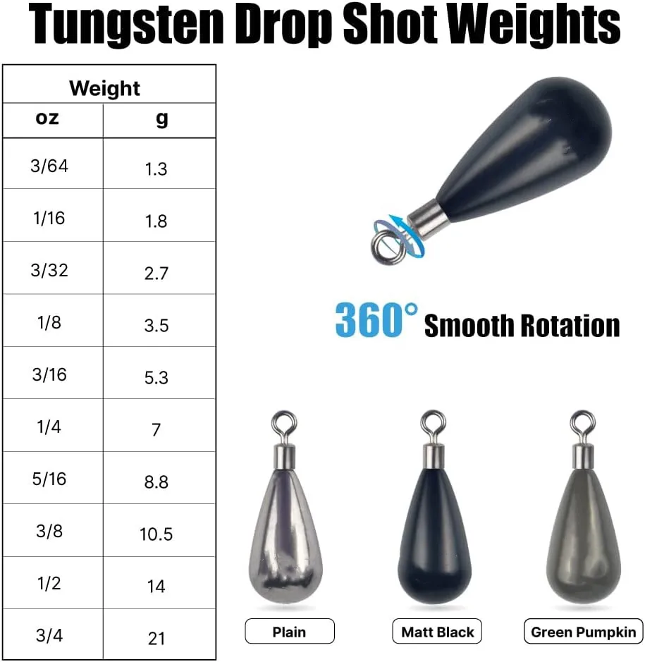 Imagem -05 - Tungsten Tear Drop Shot com Olho Redondo para Lure Fishing 1.3g60g 97 Pure