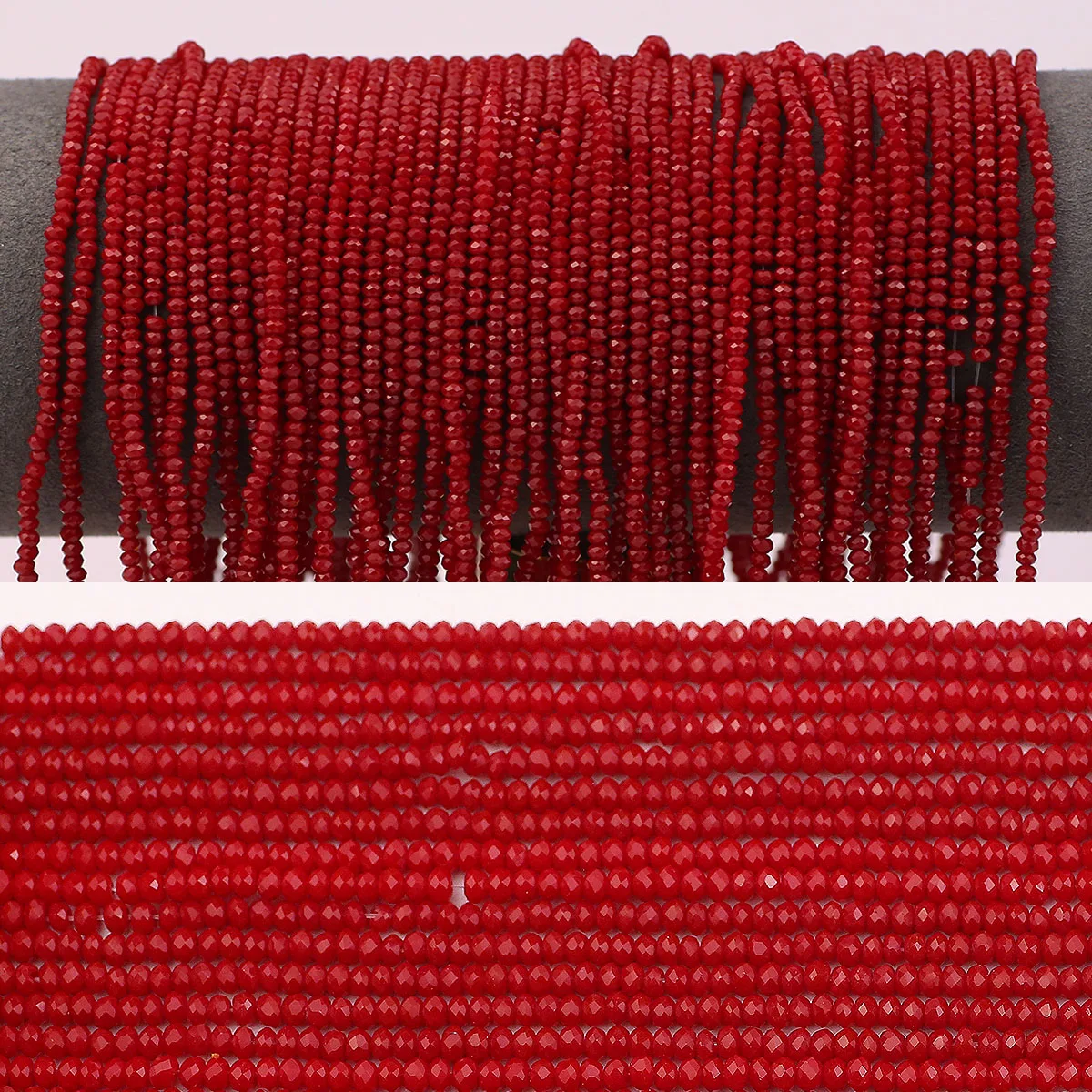 Roter Glaskristall, facettierte flache runde Perlen, lose Abstandshalter für Schmuckherstellung, DIY-Charms, Armband-Zubehör, 2,5 mm, 150–750 Stück