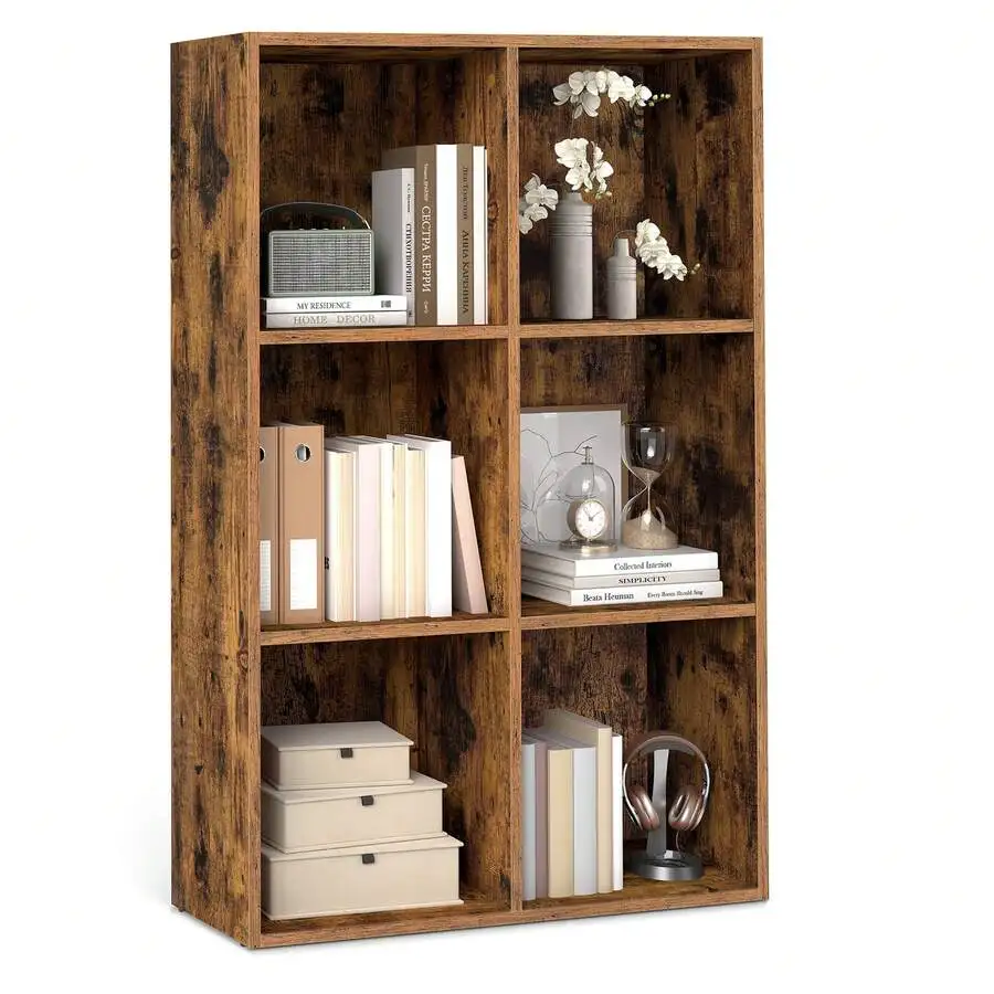 Custos Collection - Bookshelf, Bookcase, Cube Shelf With 6 Compartments, 9.4 X 25.8 X 38.6 Inches, Storage Shelf, For Living Roo