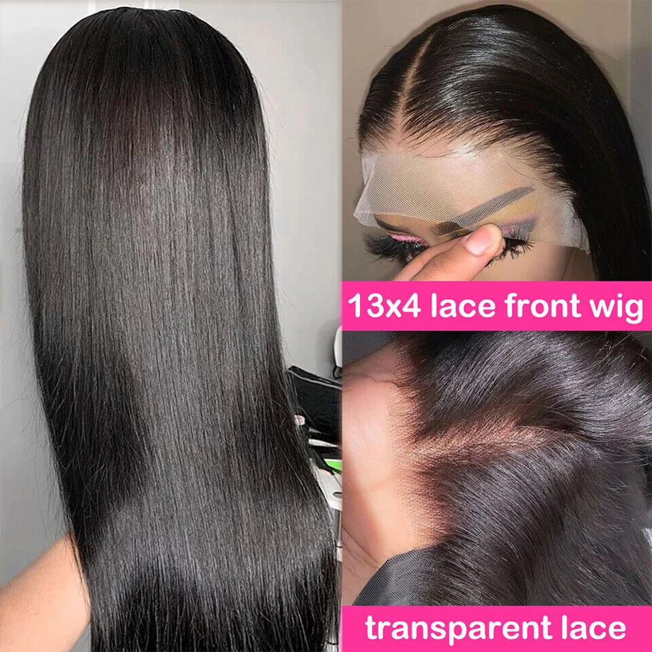 HD peruca frontal do laço transparente para as mulheres, cabelo humano, pré arrancado, cabelo natural, 13x6, 30 polegadas, 13x4