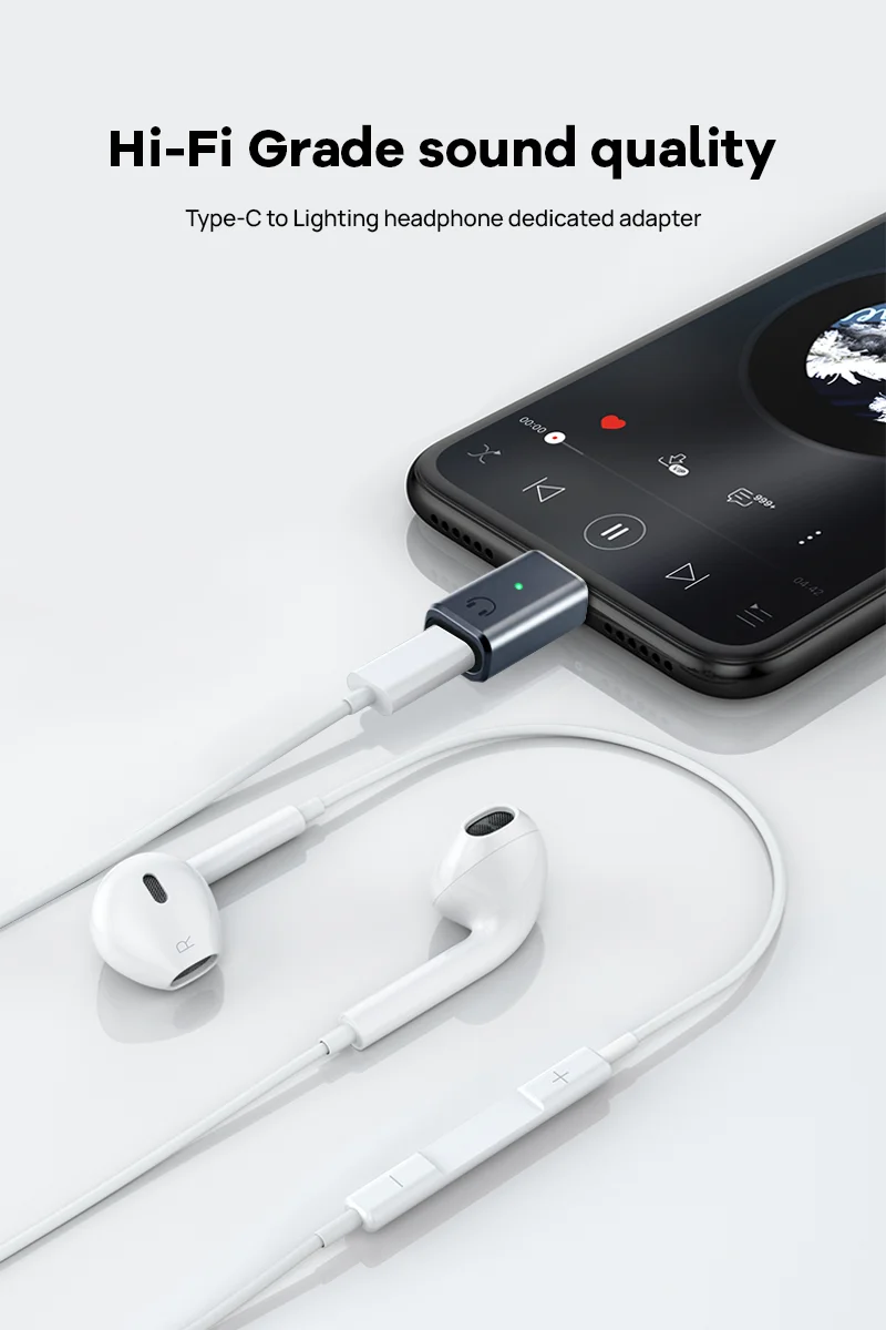 YZNRR Type‑C to Lightning Adapter for Headphones, Straight,Aluminum alloy material
