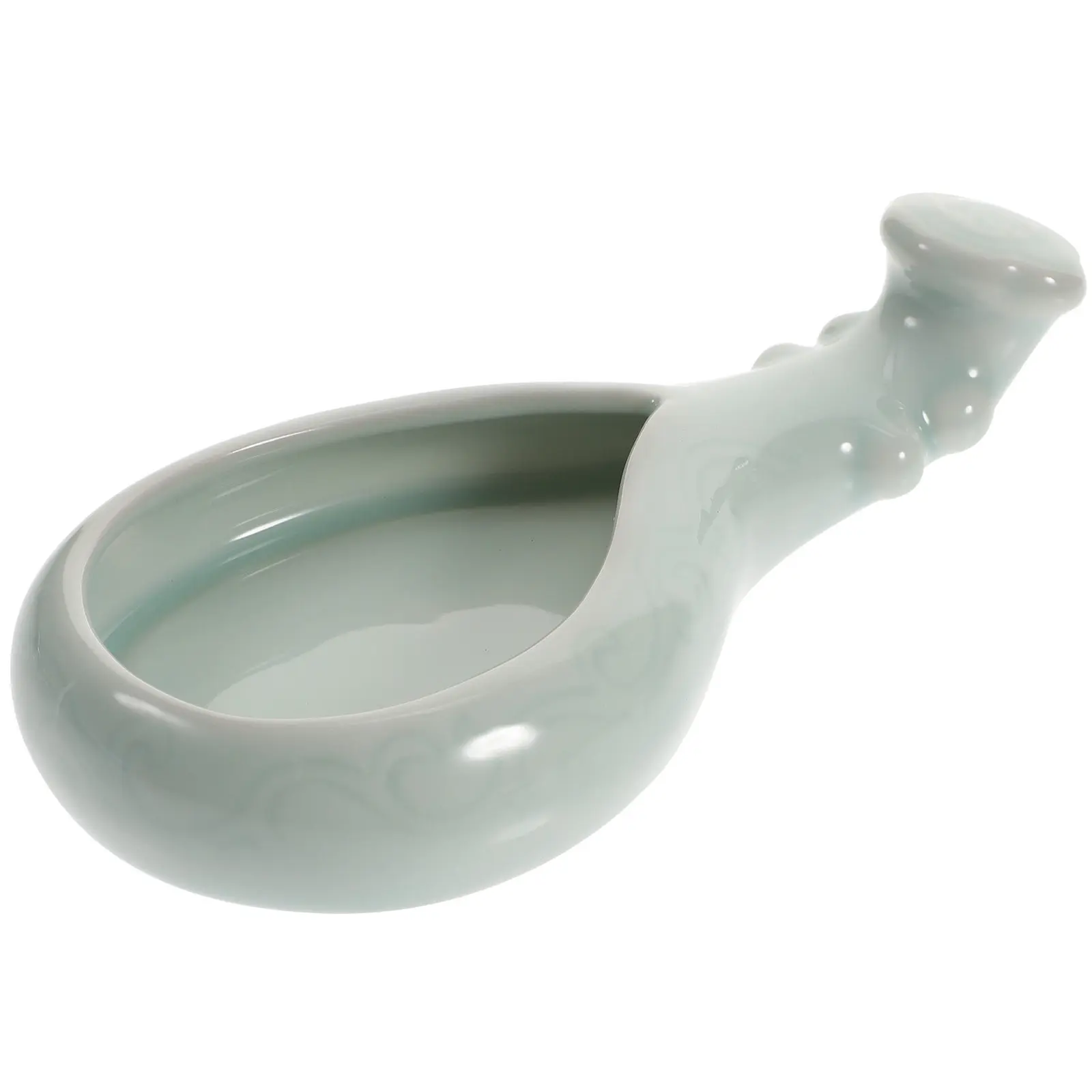

1Pcs Lute Shaped Ink Dish Ceramic Calligraphy Brush Plate Stationery for Painting and Writing Calligraphy Brush Tray