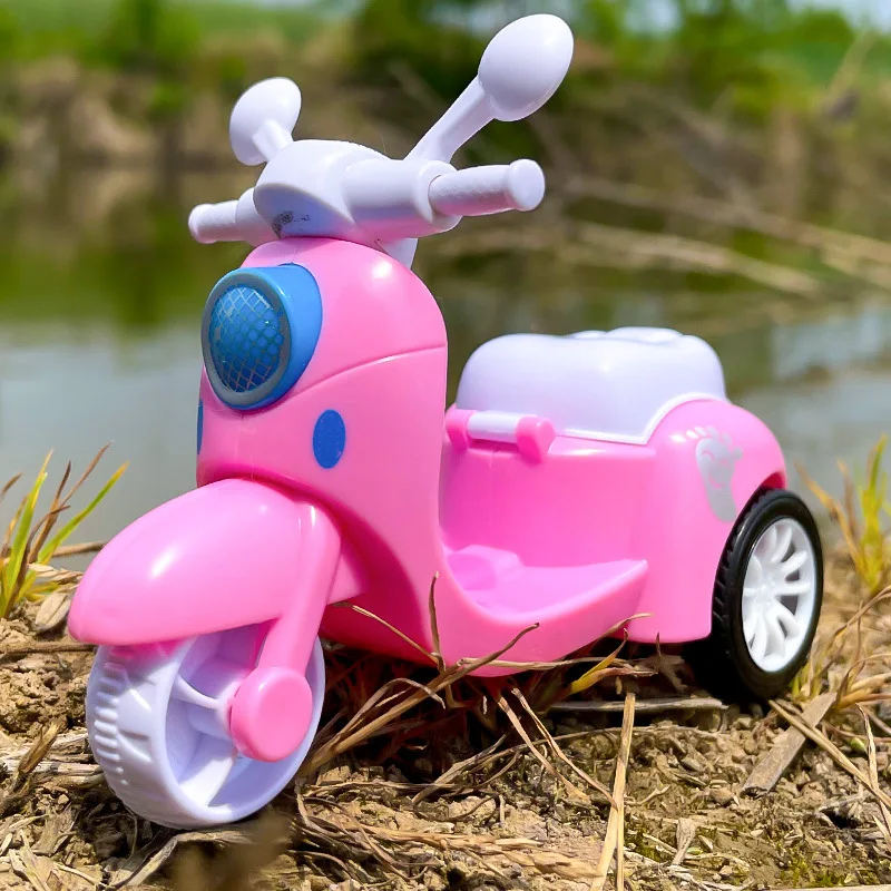 دراجة نارية صغيرة ريترو المبهر تدور لعبة الأطفال المحرك لدمية ألعاب الحيوانات الأليفة هدية عيد ميلاد