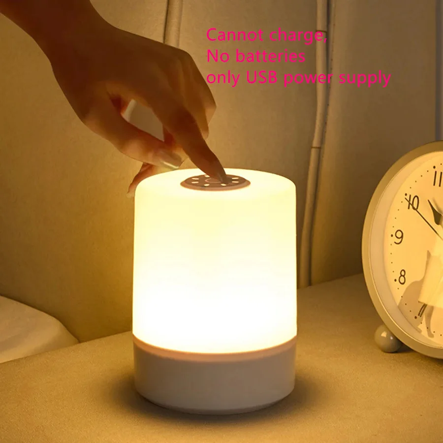 USB plug-in Power LED Touch Night Light Warm Sleeping Lamp Eye protection Reading Bedside Table Lamp Home Children Room Bedroom