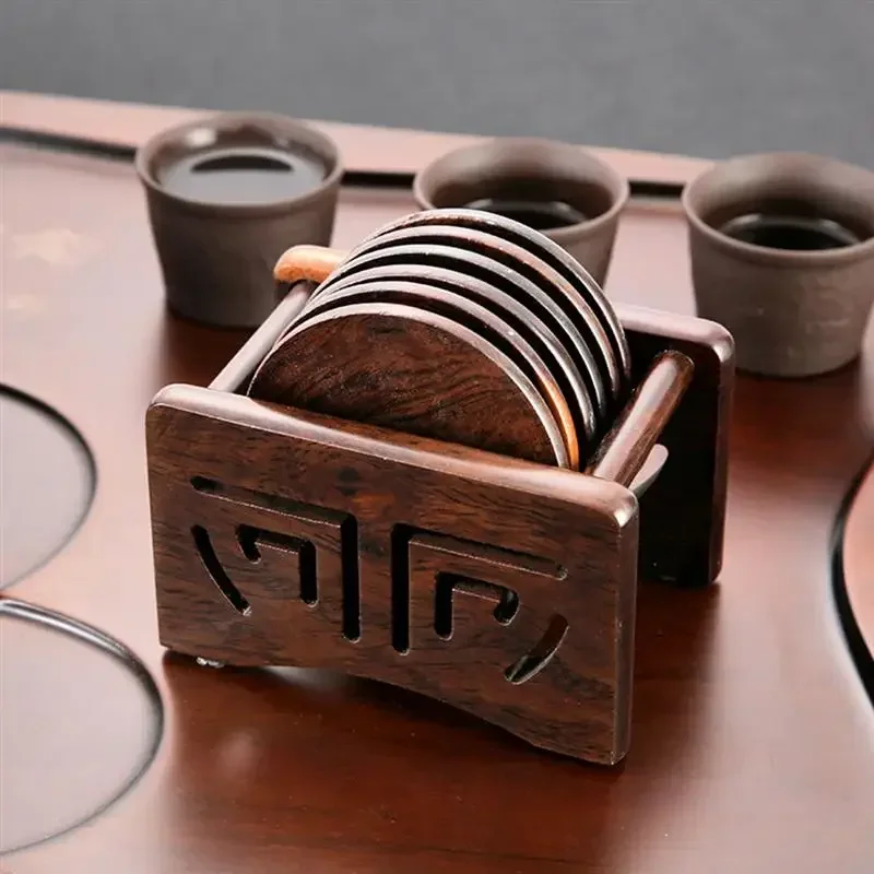 

7 шт. деревянные круглые подставки для напитков, чай, кофе, пивная кружка, бокал для вина с держателем, посуда для бара, кухонные обеденные аксессуары T5H2J3