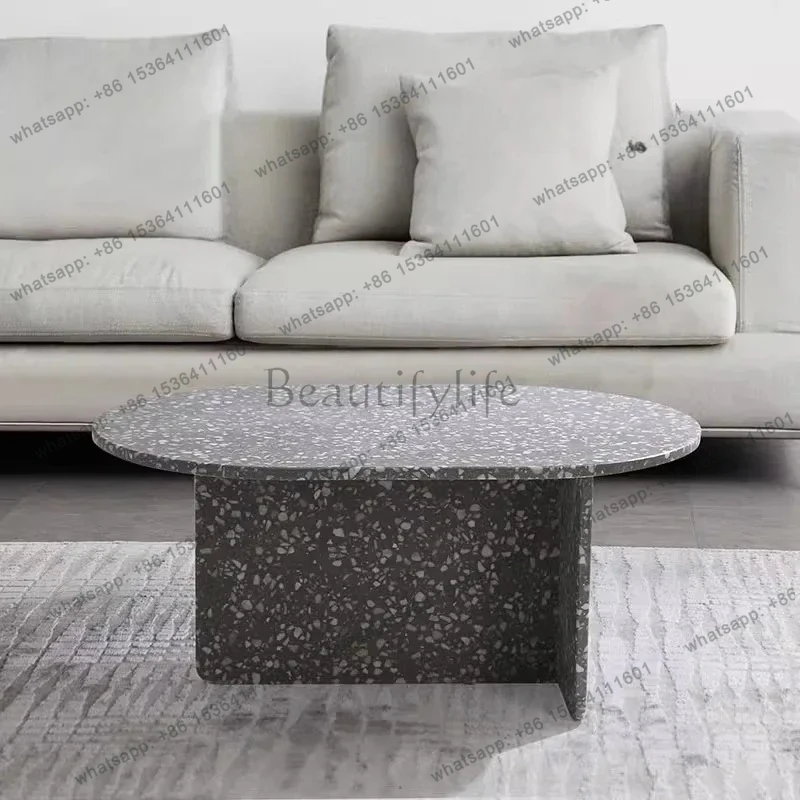 Nordic minimalist terrazzo designer coffee table combination home sofa side table coffee table marble modern simplicity