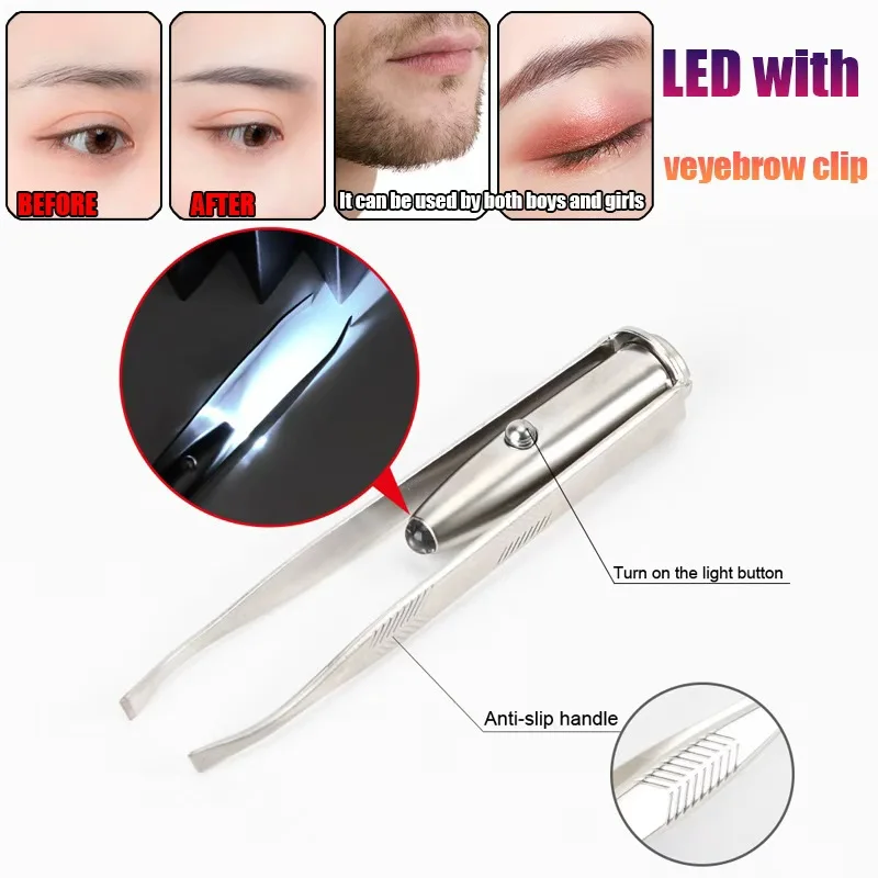 LEDライト付き眉毛ピンセット - プロの眉毛整形と脱毛のための精密照明付き美容ツール