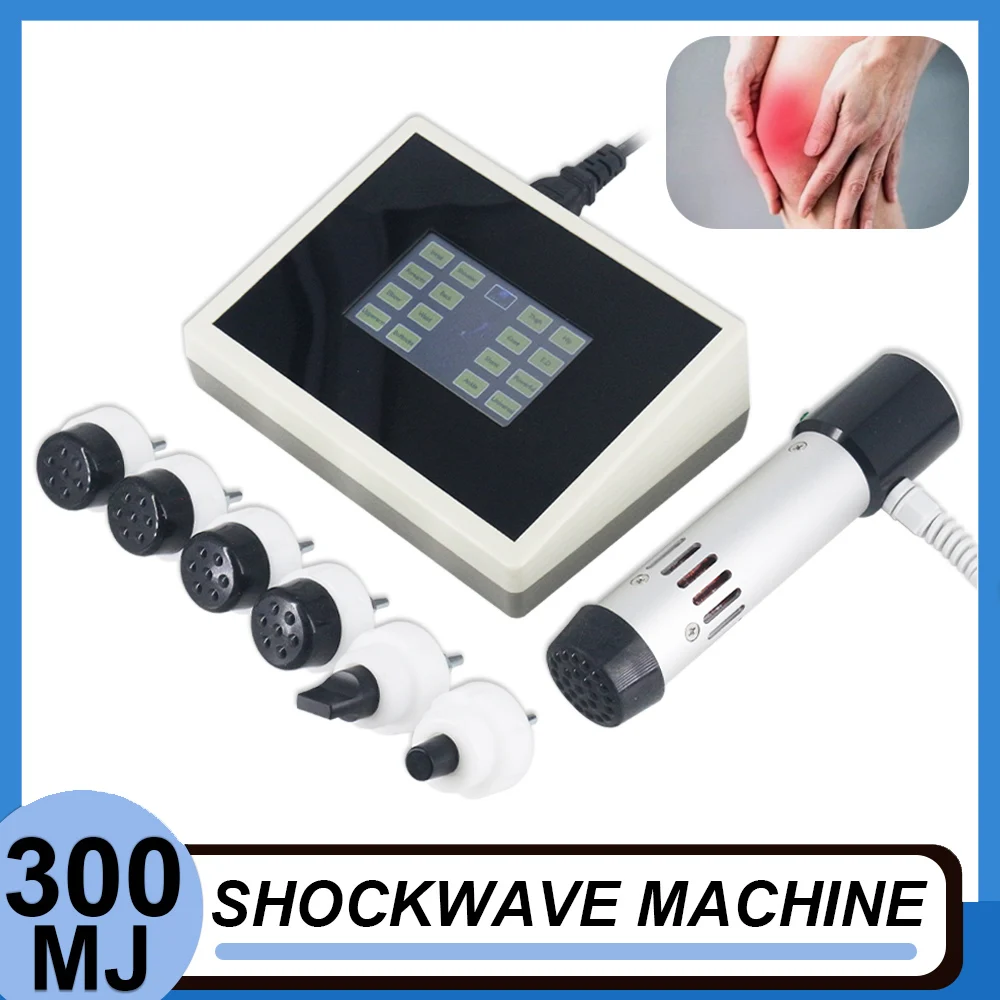 Professional Shockwave Therapy Machine 7 Heads Sports Injuries Pain Relief ED Treatment 300MJ Shock Wave Instrument Home Use