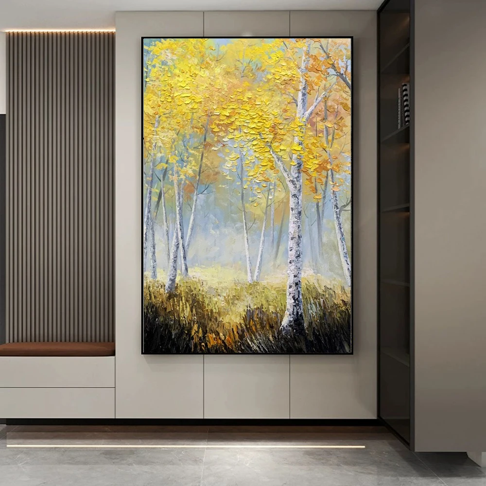 

Forest Wall Art Abstract Tree Painting On Canvas Hand Painted Wall Picture Home Decoration Living Room Autumn Landscape Painting