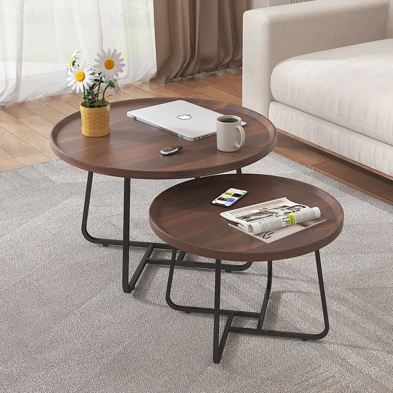 Venta al por mayor, mesa de centro de lujo de Amazon, mesa de centro multifuncional, sala de estar minimalista moderna, combinación redonda pequeña para el hogar