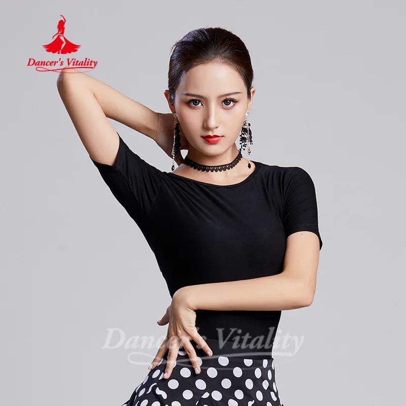 Top con estampado de leopardo para baile latino, ropa de práctica de Tango Chacha Samba para mujer, ropa de entrenamiento profesional de Danza moderna para adultos