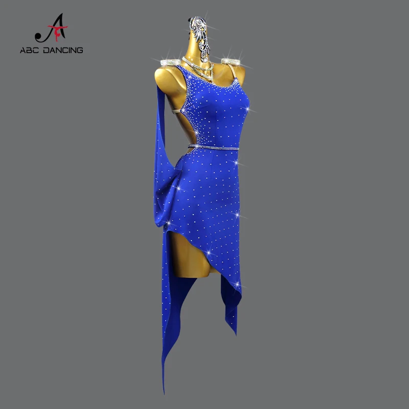 Latin Dance Dresses Adult Womens Ballroom Performance Party Skirt Girls Practice Dancewear Prom Evening Match Carnival Line Suit