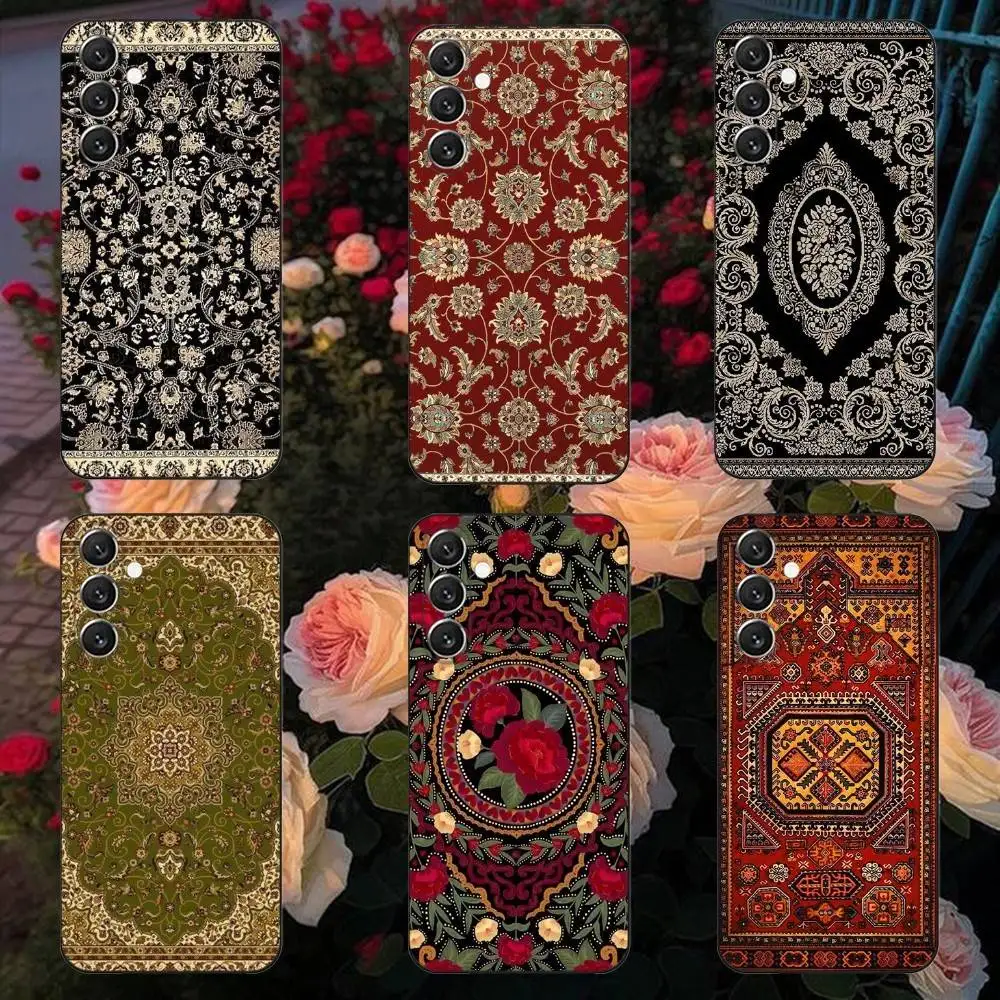 

Persian Carpet Floral Pattern Phone Case Phone Case For Samsung Galaxy A13,A21s,A22,A31,A32,A52,A53,A71,A80, Soft Black Shell