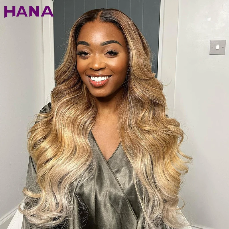 

13X6 Lace Frontal Wig Ombre Ash Blonde Colored Bleach Knots Pre-Pluck 200% Density 5X5 Lace Closure Human Hair For Women