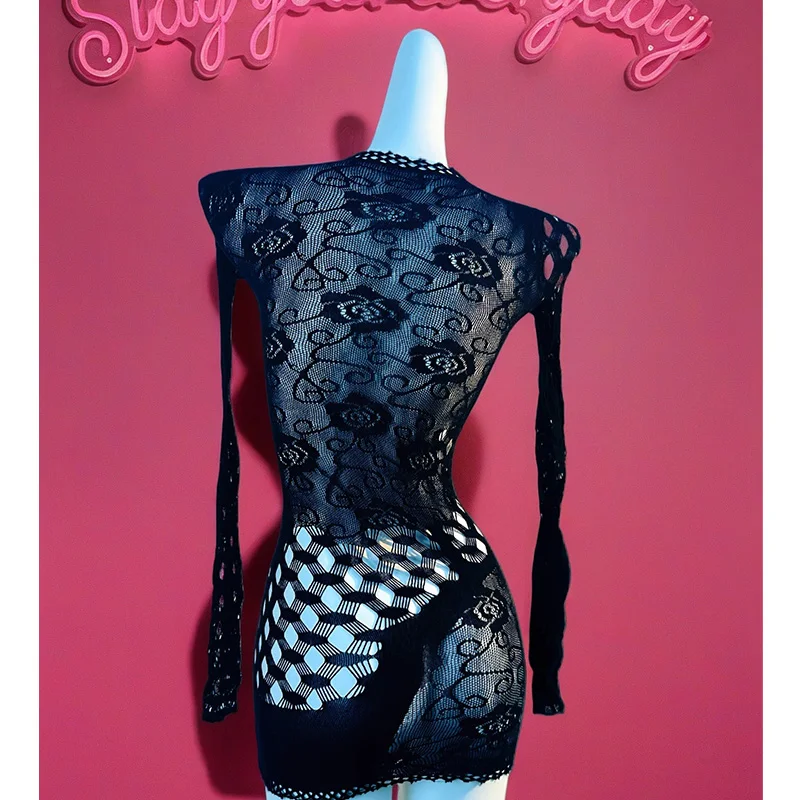 1PC Donne A Rete Coprispalle Senza Bikini Lingerie Sexy Vedere Attraverso Scava Fuori Vestito Aderente Manica Lunga Beachwear DS018