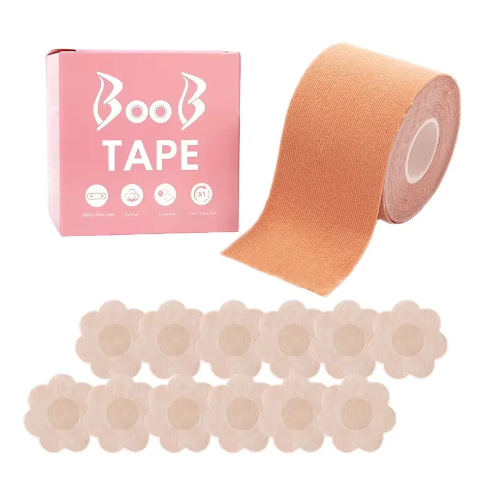 

Boob Tape With Petals Women Adhesive Nipple Pasties Covers Breast Lift Tape Push Up Sticky Bra Strapless Chest Stickers