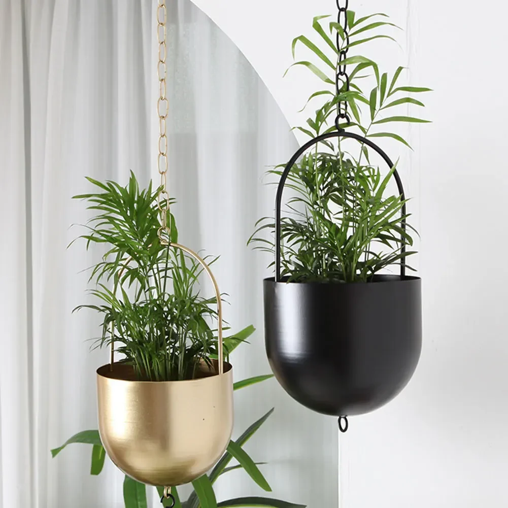 Hanging Planter Pots Minimalist Plant Pot Container Metal Hanging Flower Pots Creative for Indoor Outdoor Garden Balcony