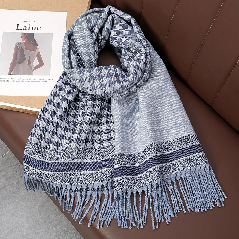 

Thick Blanket Plaid Print Scarf Women Winter Cashmere Warm Design Pashmina Shawls Lady Wraps Poncho Stoles Female Bufanda 2023