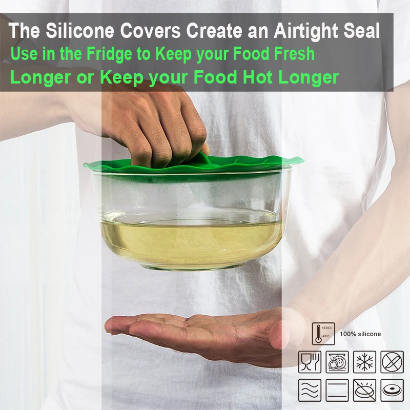 5 pezzi di silicone per alimenti freschi copertura universale per ciotola per microonde riutilizzabile facile sigillo sottovuoto tappi per pentole