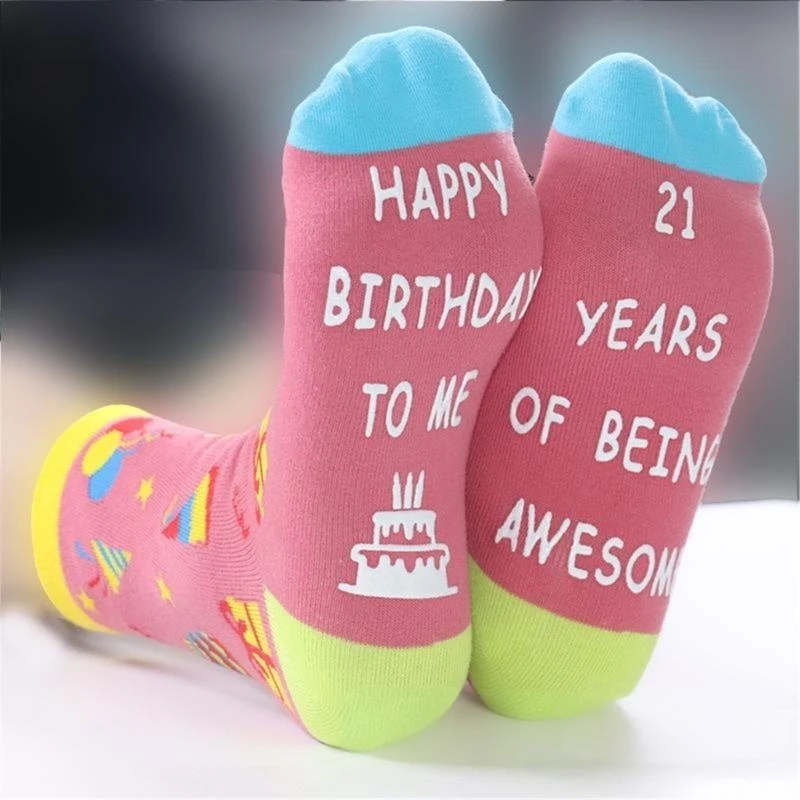 

Q22D подарок на день рождения для девочек с 18 по 21, хлопковые носки на день рождения, носки с днем ​​рождения, мягкие новые