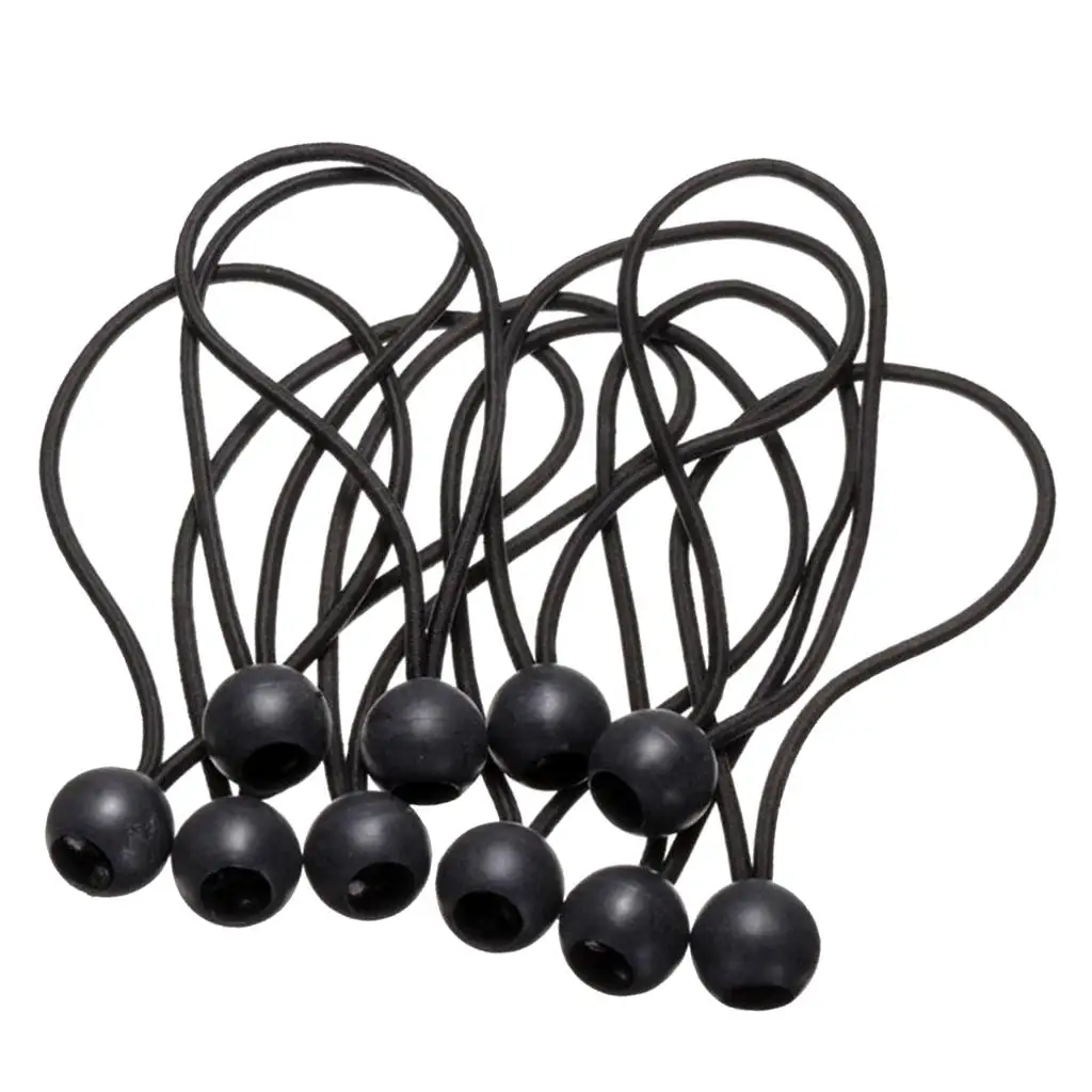 10 Pieces Elastic String Cord & Ball for Camping Tent, Tarpaulin, Tarp Canopy, Boat Trailer, Banner And