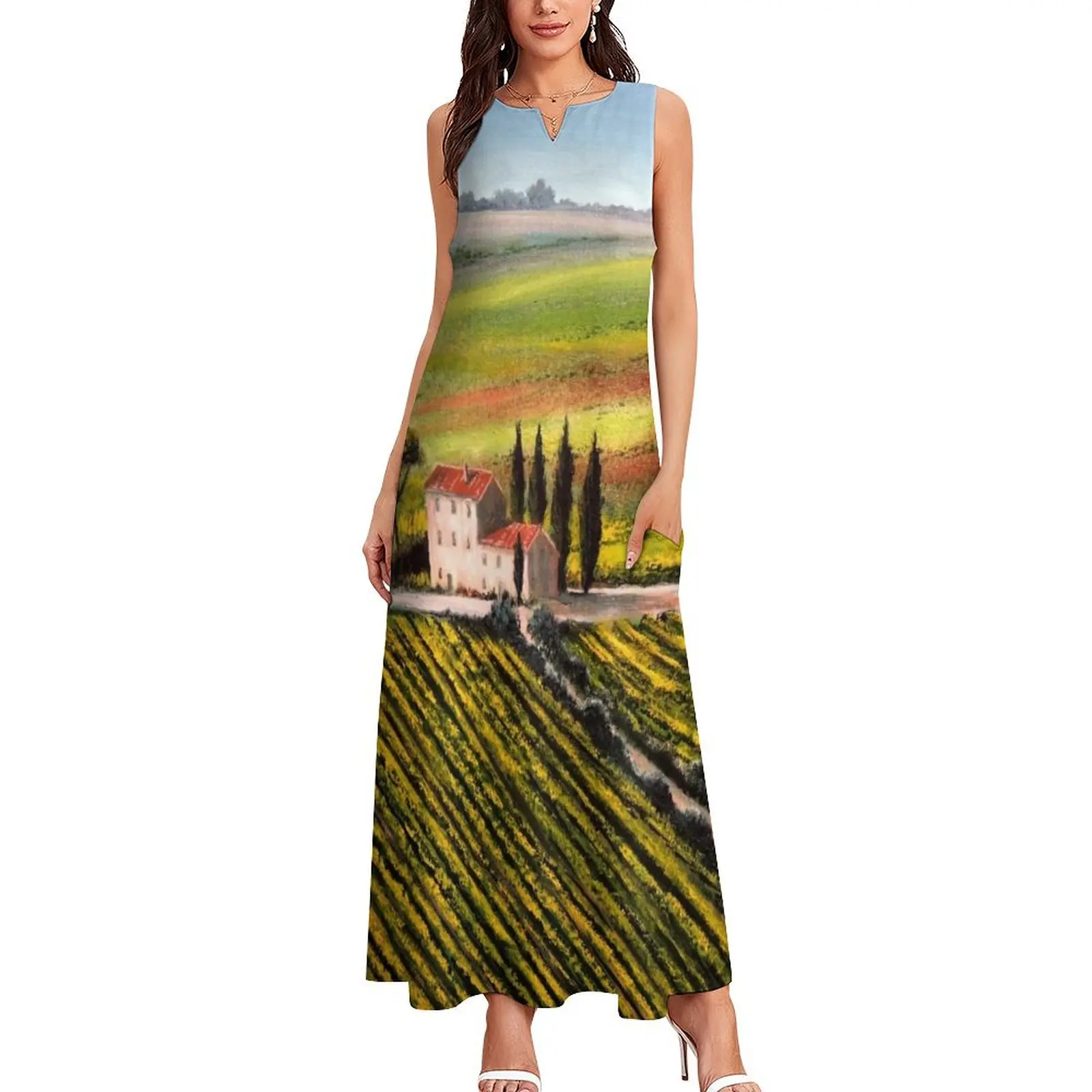 Tuscany - Vineyards Long Dress dress women elegant luxury dress summer 2025 women