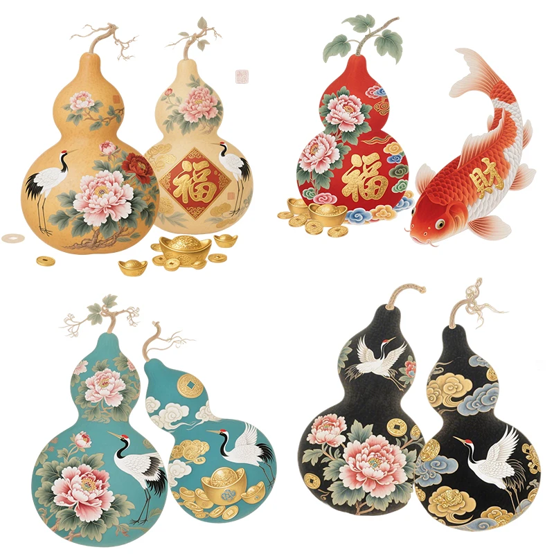 Three Ratels CEE150 Blessings of Lucky Wealth Gourd Picture Art Wall Stickers for Home Decoration door decals