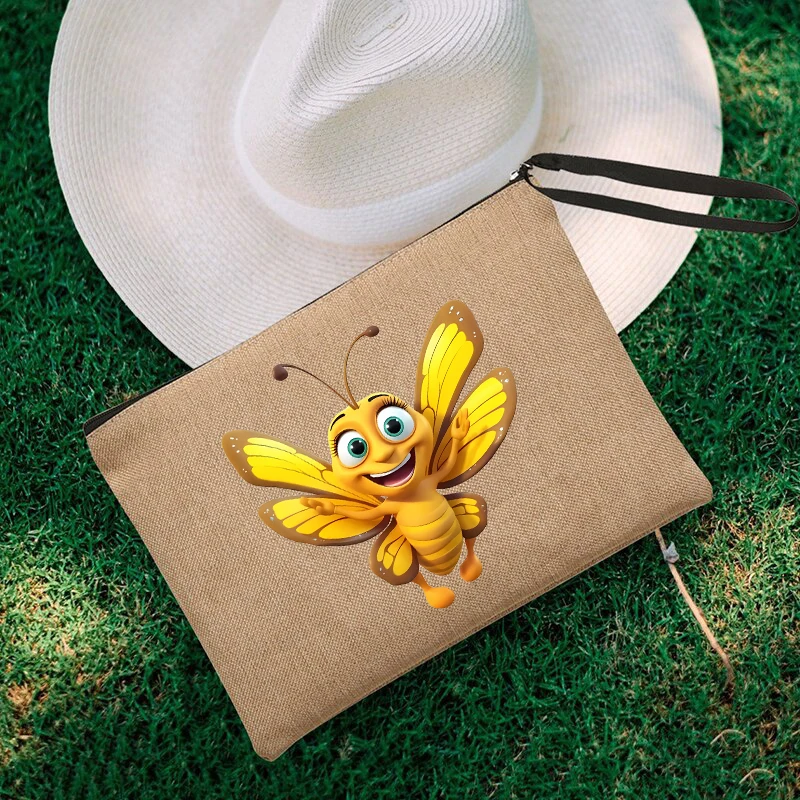 Estuche de lápices de dibujos animados de mariposa para niños, estuches de cosméticos, bolsa de maquillaje de moda, bolsa de regalo para amante de la mariposa, bolsa de almacenamiento de lápiz labial