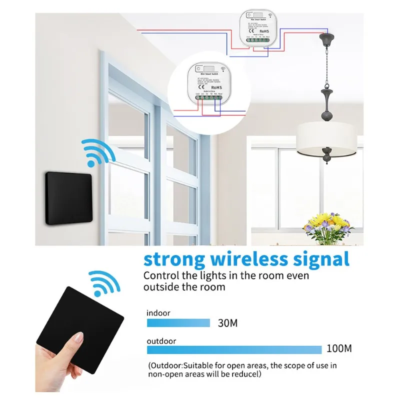 

Беспроводной выключатель света A04G, не требует проводки, умный накладной выключатель 220В для освещения дома, гостиной, улицы, сада