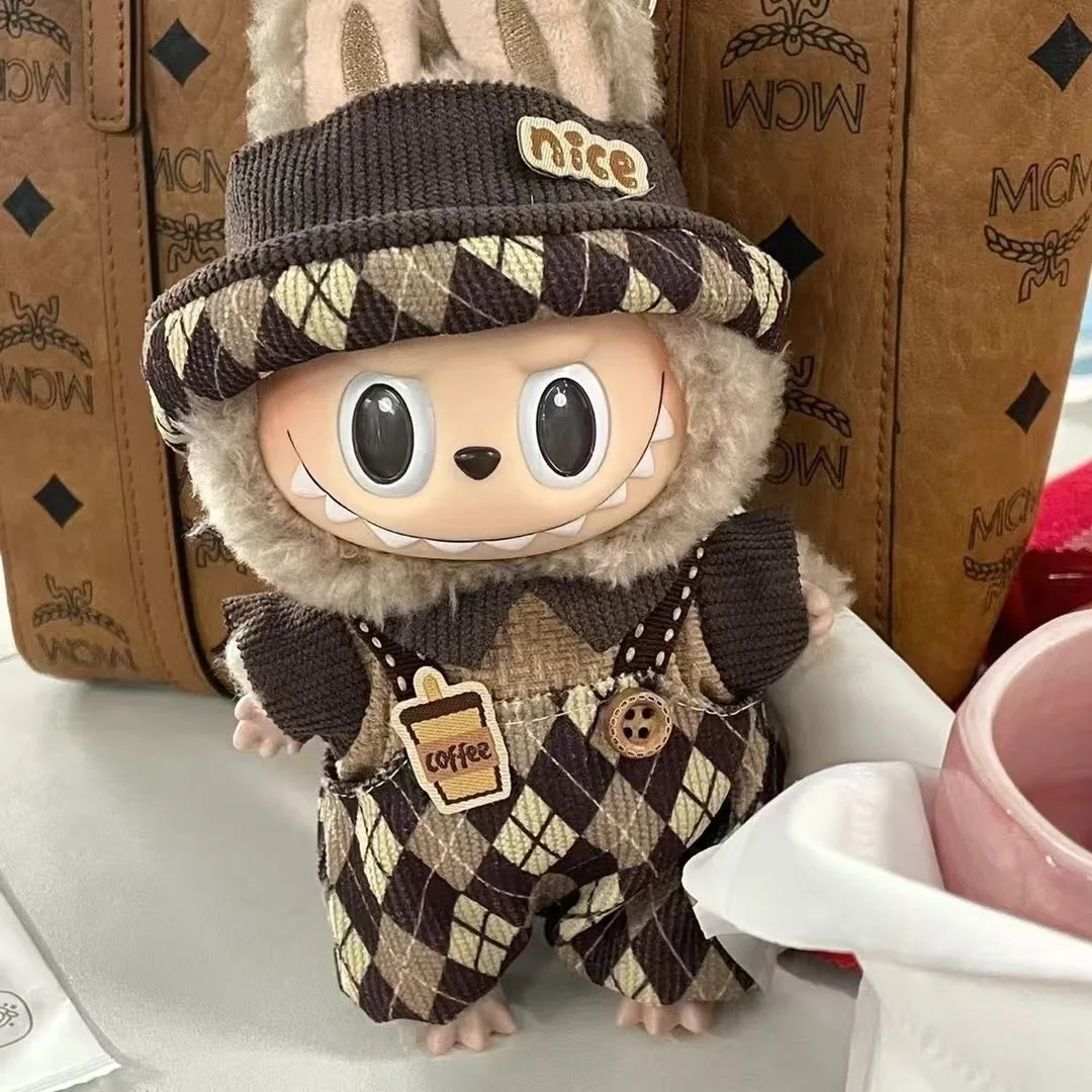 Cute Labubu Bunny Doll Accessories with Knitted Clothes Rabbit Ears Hat Heart Sweater for Toy Collectors Labubu Clothes