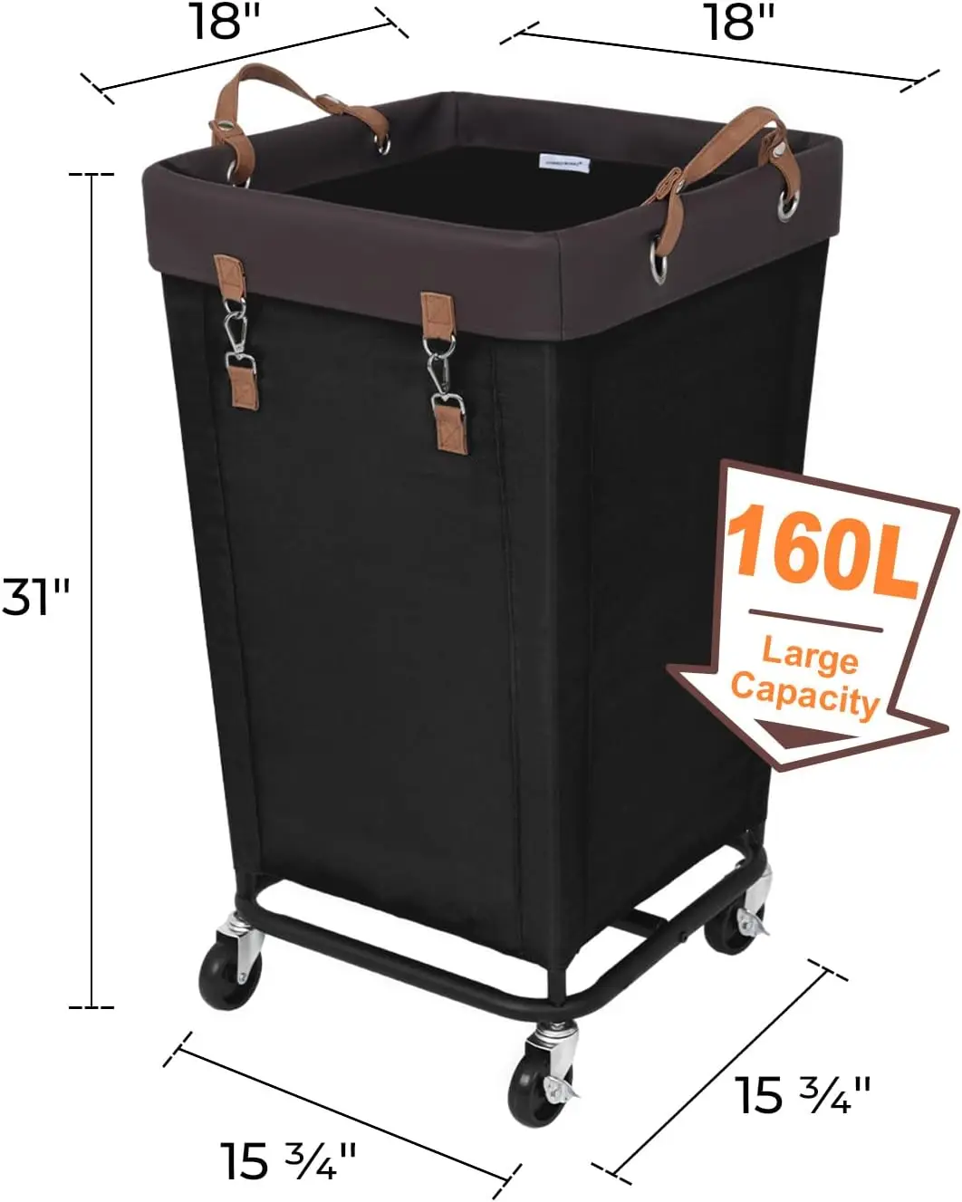 

160L Laundry Basket with Wheels, Large Rolling Hampers for Clothing Organizer, Dirty Clothes Basket