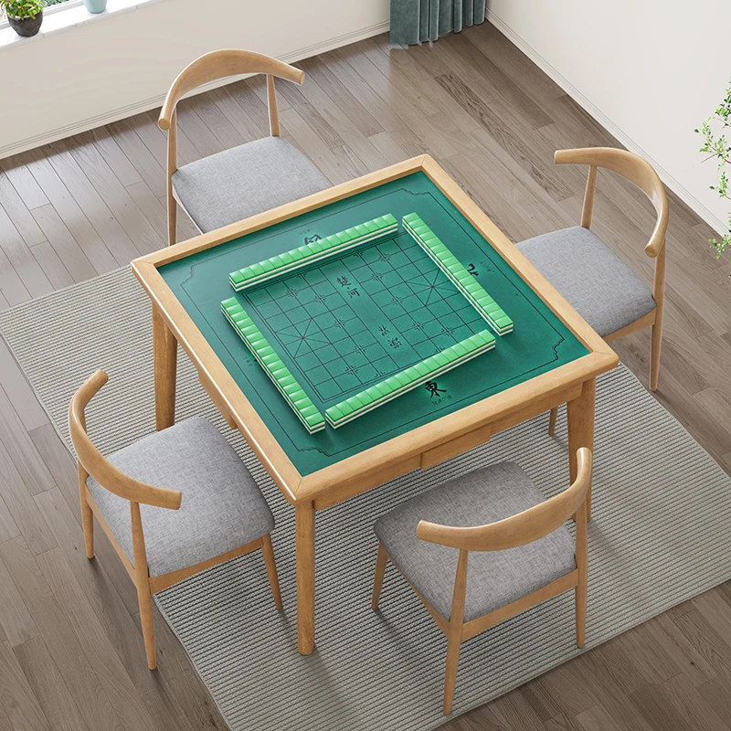 Mahjong table Solid wood dining table Dual-purpose hand rubbing Household small apartment dining table and chairs Simple chess