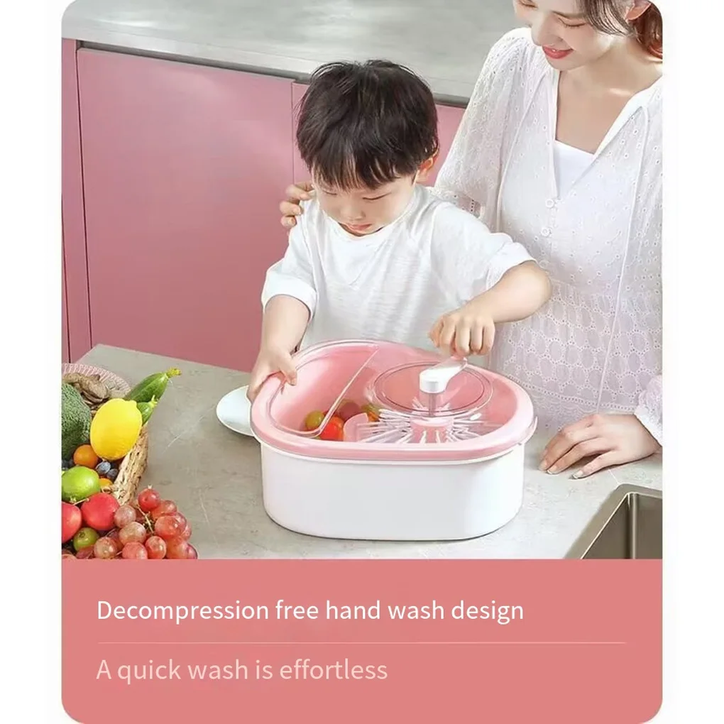 Fruit Cleaning Vegetable Machine Rotating Drain Basket 2-Layers Leakproof Full-Sided Colander Bowls Spinner