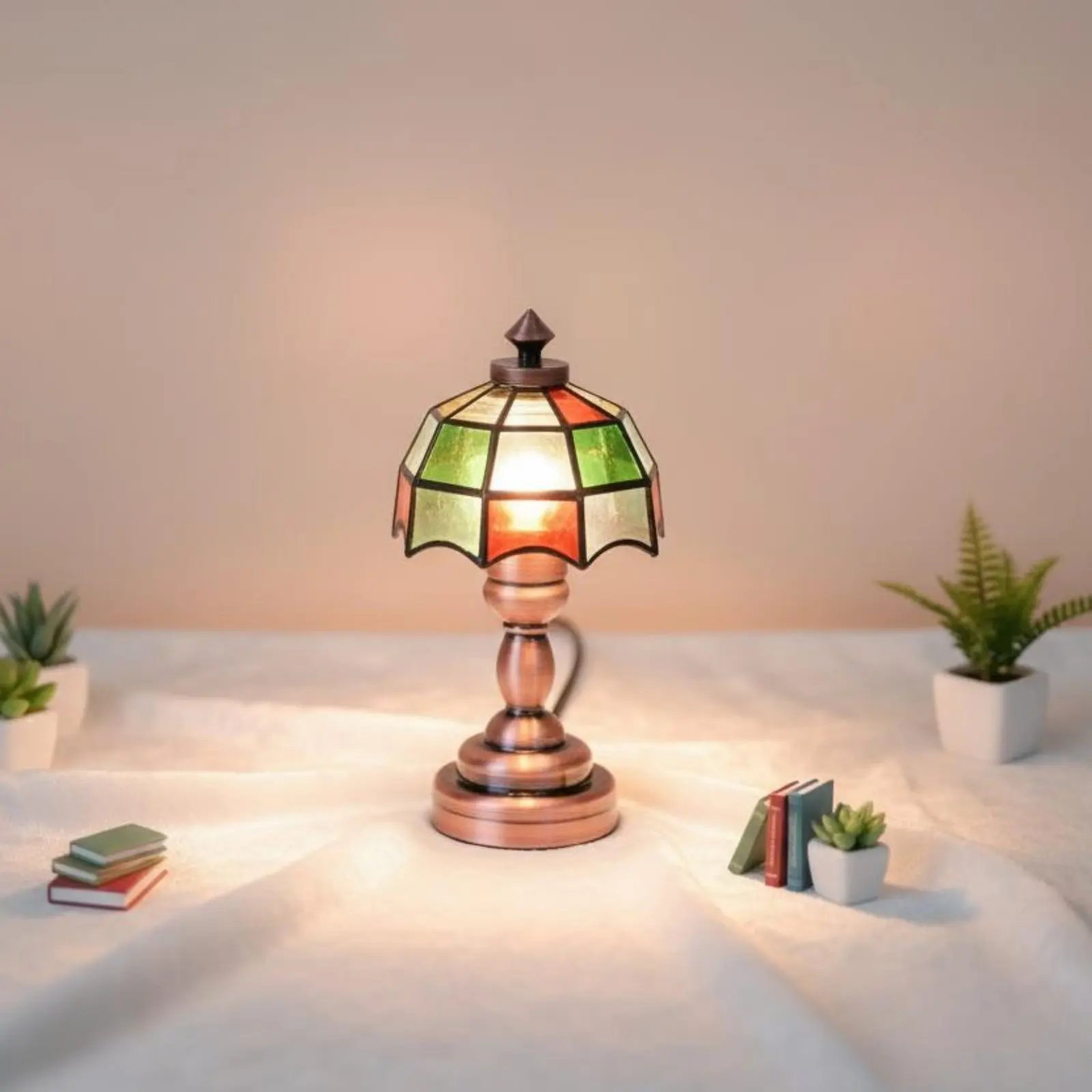 Illuminated Dollhouse Lamp Functional Lighting Miniature Illuminated Table Lamp Adhesive Dollhouse Shine On/deactivated Toggle