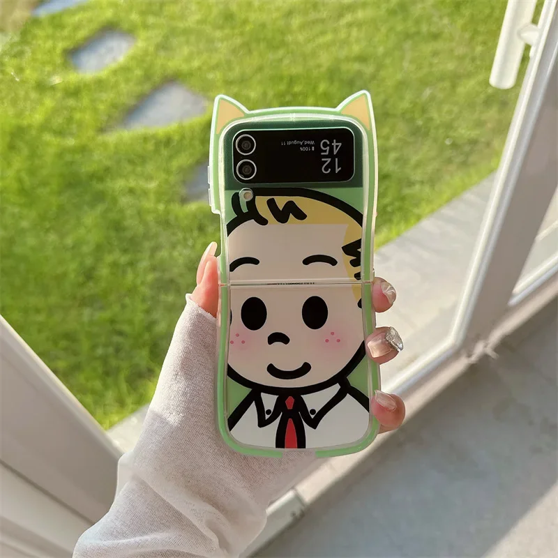 Cute Boy Girl Phone Case for Samsung Galaxy Z Flip 6 5 4 3 Protective Back Cover for ZFlip4 ZFlip5 ZFlip6 Case