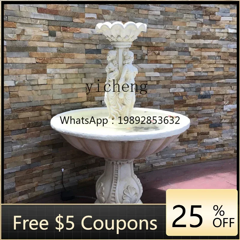 

ABB fiberglass sculpture figure running water fountain garden courtyard outdoor fish pond decoration ornament