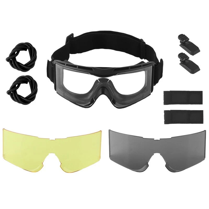 Wosports Airsoft Safety Goggles Set Tactical Shooting Glasses Impact Resistant 3 Ways to Wear Paintball Hunting Anti Fog Goggles