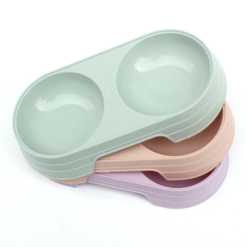 Double Plastic Pet Food Bowl, Drinking Tray, Feeder for Kitten and Dog, Cat Feeding Supplies, Pet Accessories dog bowl