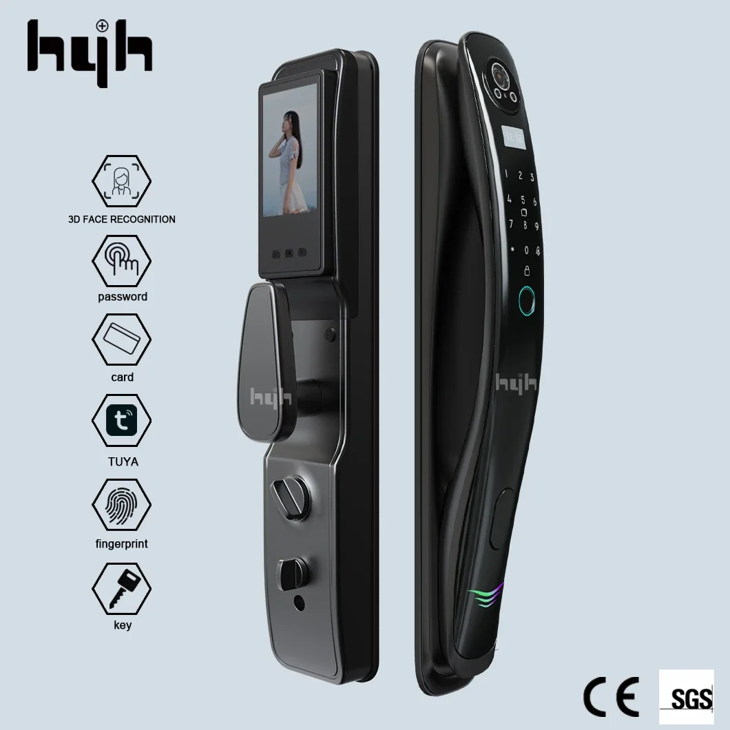 005hyh Factory Competitive Price 3D Face Recognition Tuya WIFI APP Control Fingerprint Automatic Smart Lock For Home Main Door