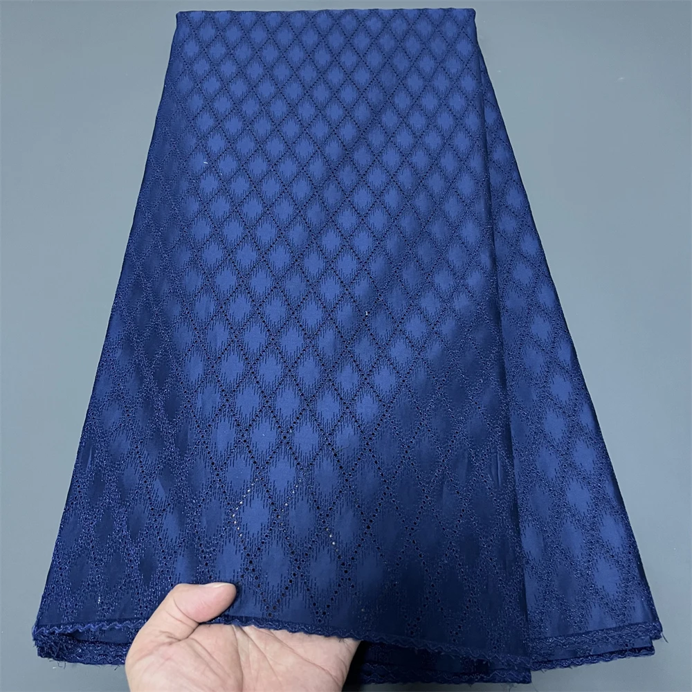 

2025 African Nigerian Tulle Lace Fabric Sewing for Dress High Quality Damask polish luxe Cotton Pure Embroidery 5Yard hz1387