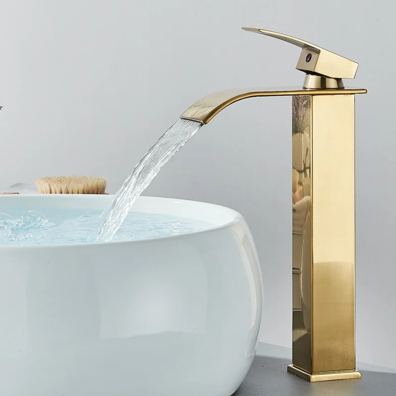 

Stainless Steel Waterfall Basin faucet kitchen Faucet Sink Mixer Hot Cold Water Basin Crane Tap For Bathroom Wash Mixer Tap Mat