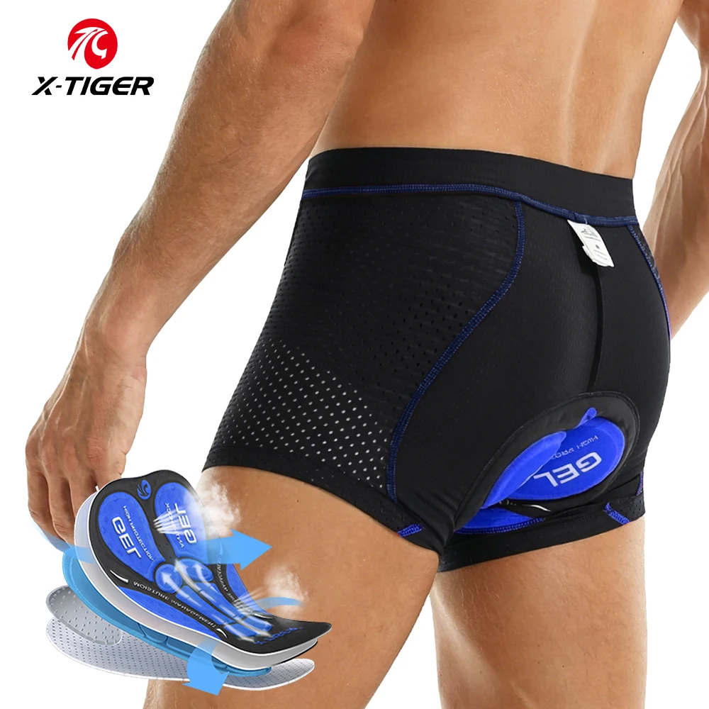 X-TIGER Fahrradshorts mit 5D-Gel-Pads, atmungsaktive Mesh-Radunterwäsche, stoßfeste MTB-Boxer-Bike-Shorts