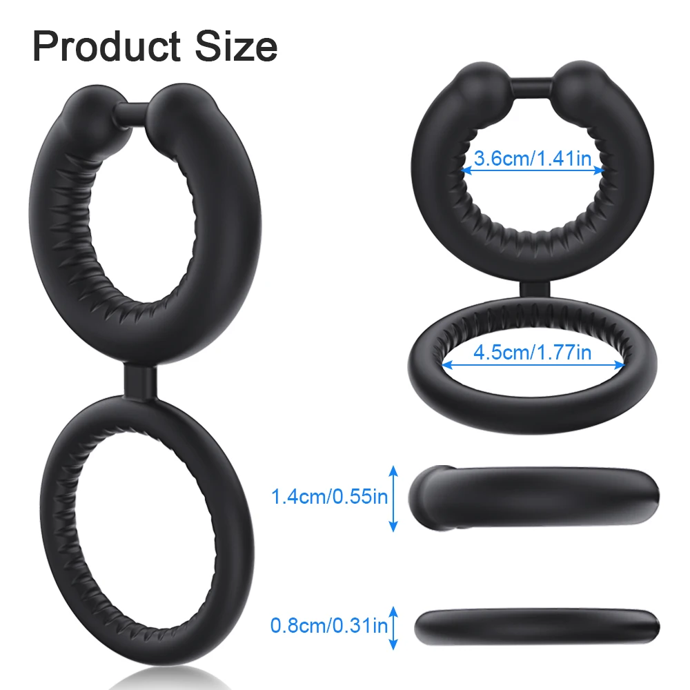 Men Penis Ring Ejaculation Delay Dual Ring Soft Sicilone Male Masturbator Sex Toy for Couples Cock Ring Penis Trainer