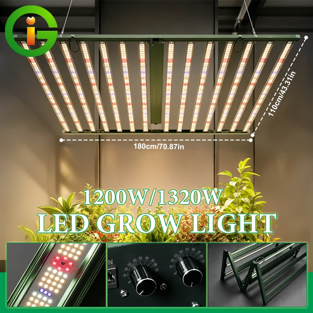LED-Pflanzenlampe 1320W 6*4FT Große Abdeckung 2-Kanal-Dimmung Hananwachstumslampe Vollspektrum 3000K 6500K 395NM 460NM 660NM 730NM.