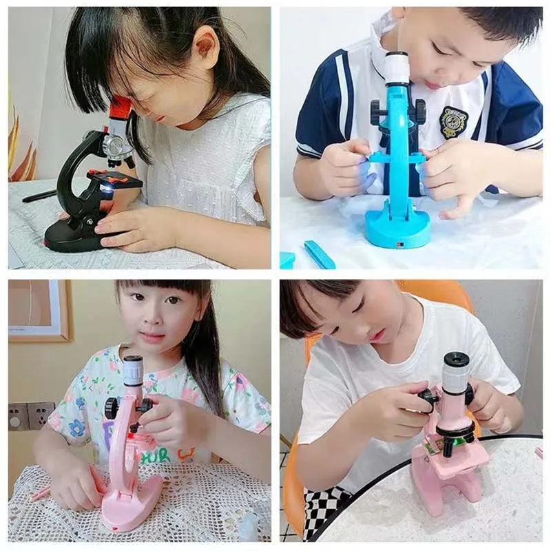 100x 400x 1200x Biological Microscope Kit Lab with Slides LED Refined Kids Educational Scientific Instruments Toy Birthday Gift