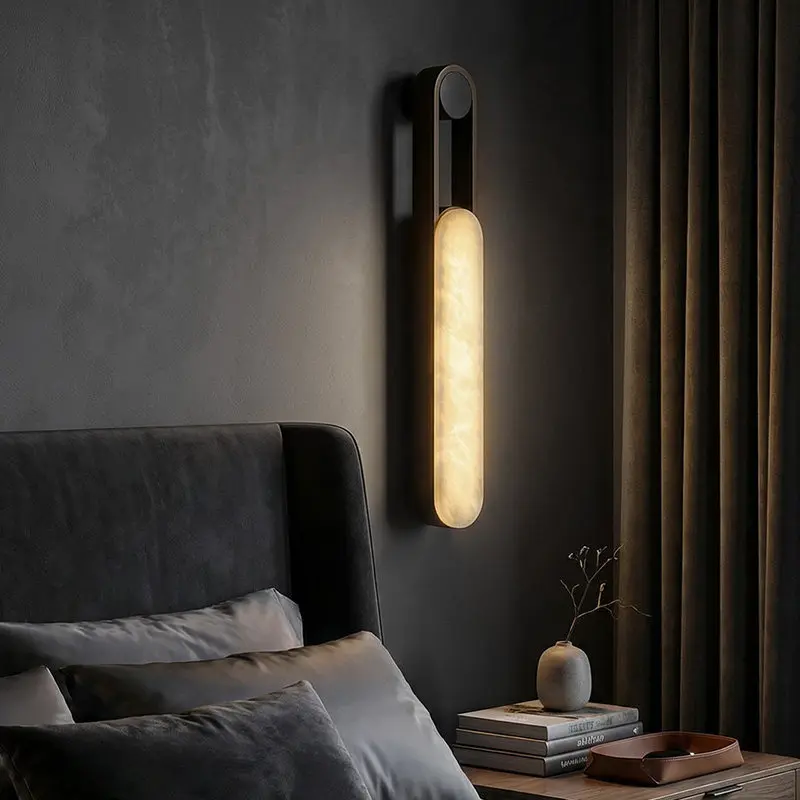 Medieval marble wall lamp creative living room background wall lamp retro