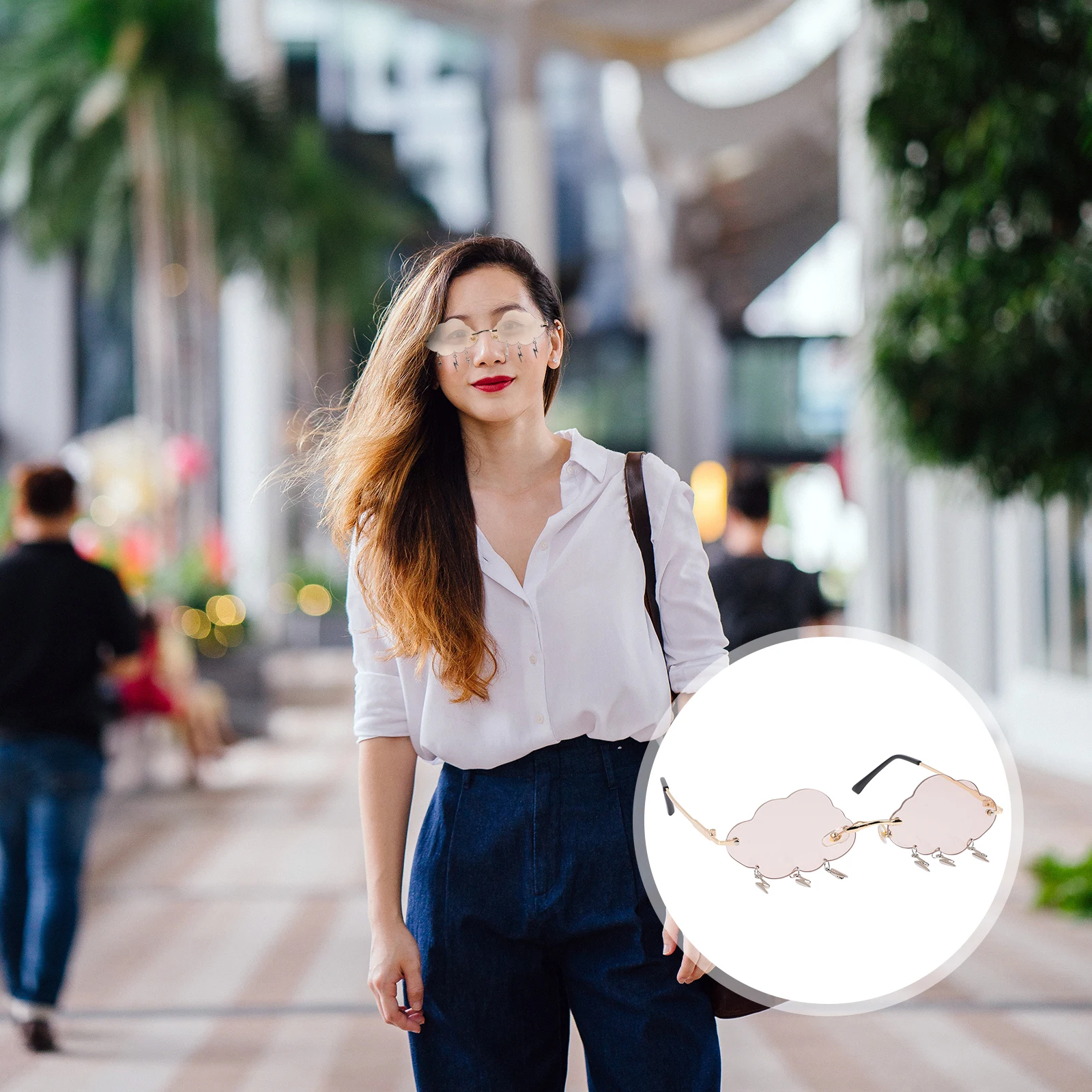 

Irregular Sunglasses PC Material Rimless Design Fashion Accessories Party Props Funny Eyeglasses Cloud Shaped Glasses Stylish