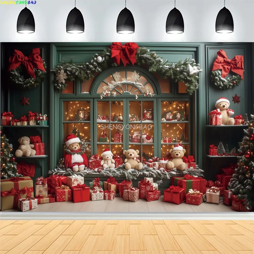 

Christmas Day New Year Party Photography Backdrops Prop Window Living Room Interior Xmas Tree Snow Theme Photo Background BG-39