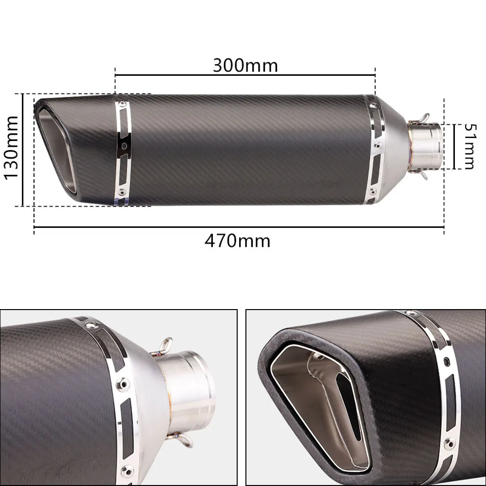 51 مللي متر العالمي الانزلاق على دراجة نارية GP sc العادم ألياف الكربون الهروب الخمار لكاواساكي Z900 FZ6 RC390 S1000XR