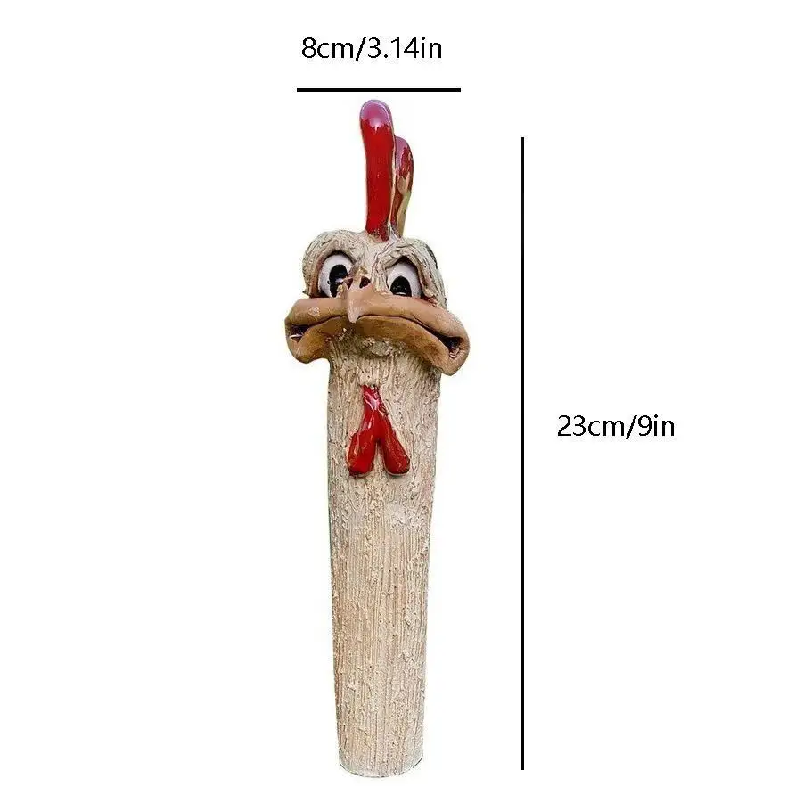 Funny Garden Hidden Chicken Statue Decoration,Funny Courtyard Ostrich Sculpture,Liven Up Your Garden Funny Long Neck Chicken
